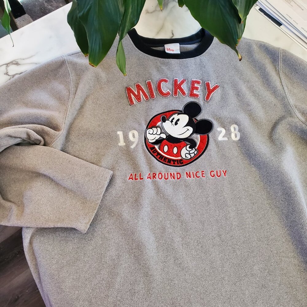 Vintage Mickey Mouse All Around Nice Guy Gray Sweatshirt size L